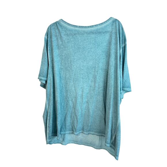 Plus Size Comfort Tee 4X Terra Sky Women Teal Top Short Sleeve Casual Loose Fit - Picture 2 of 5